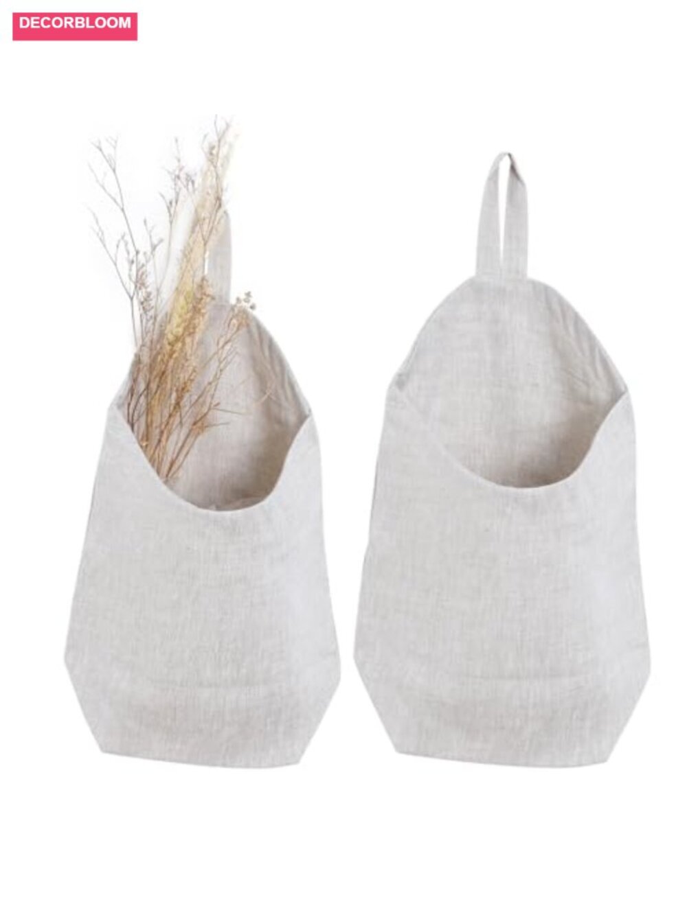 100% Linen Hanging Storage Bags Baskets 2 Pcs, Wall Organizer for Kitchen,